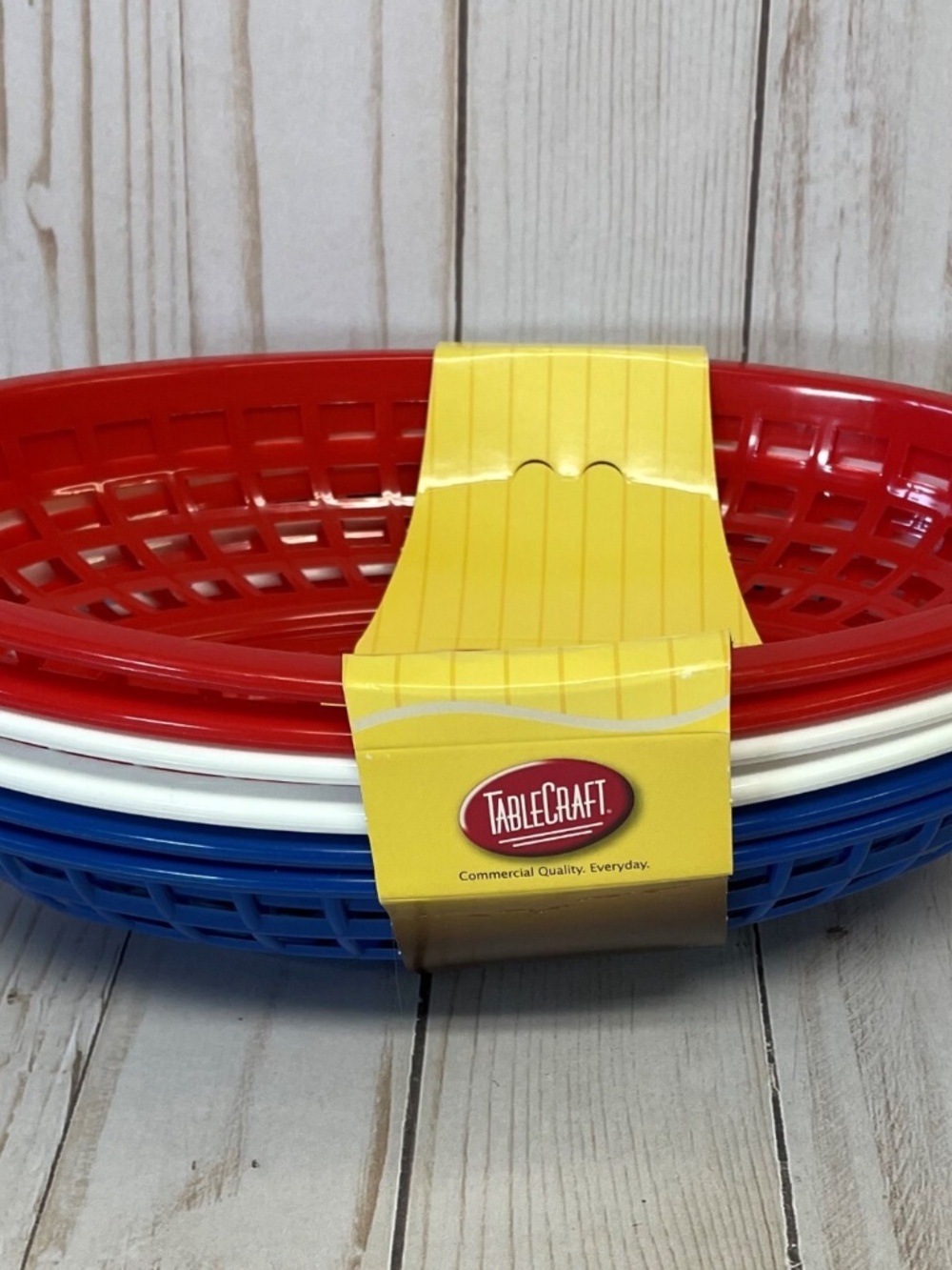 6 Burger Baskets Set Tablecraft Oval Picnic Fries Food Truck Reusable Plates NEW